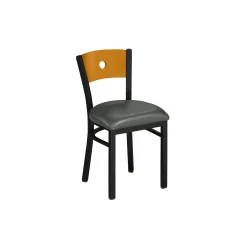 Circle-Back Chair with Wood Back and Black Frame