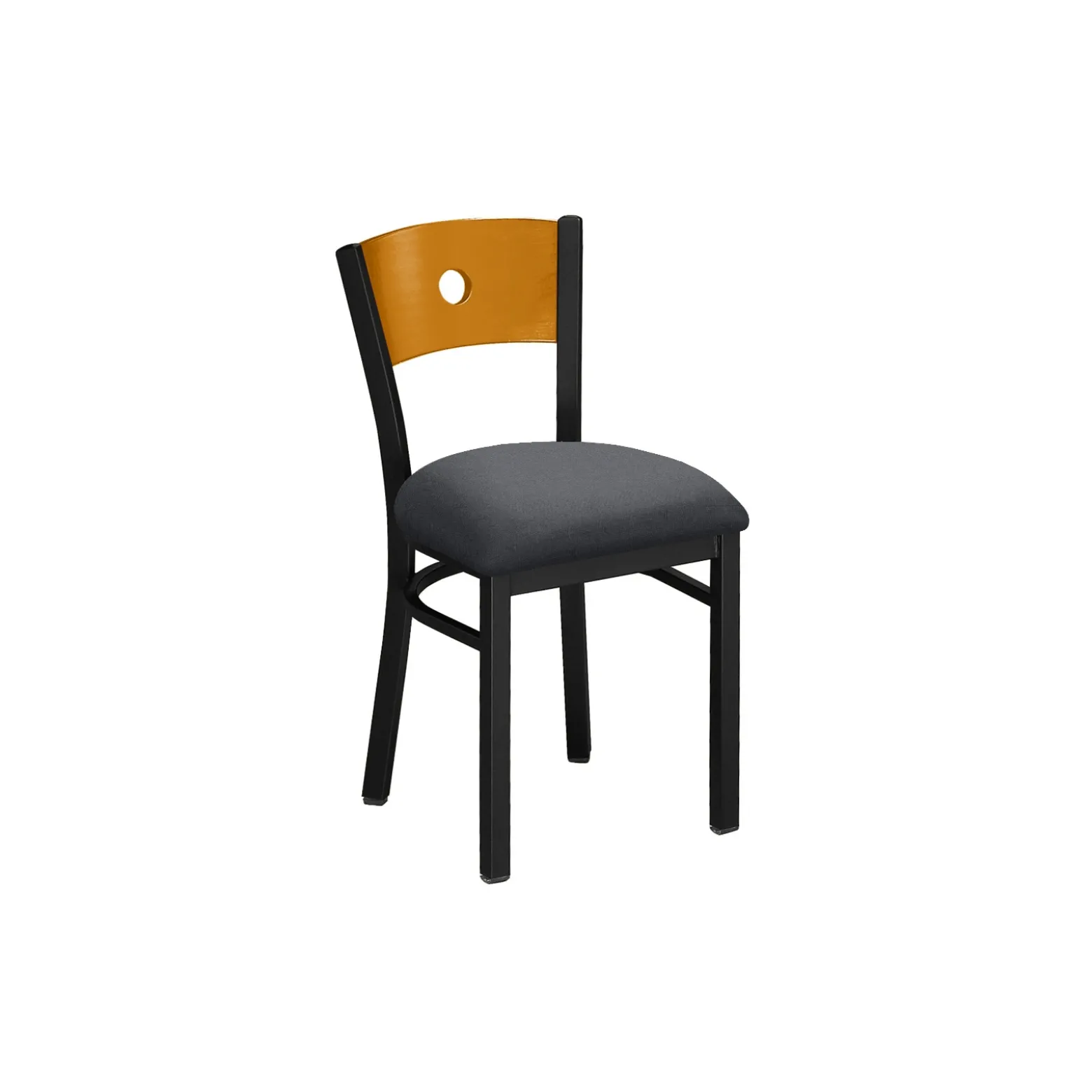 Circle-Back Chair with Wood Back and Black Frame