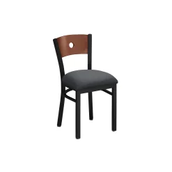 Circle-Back Chair with Wood Back and Black Frame