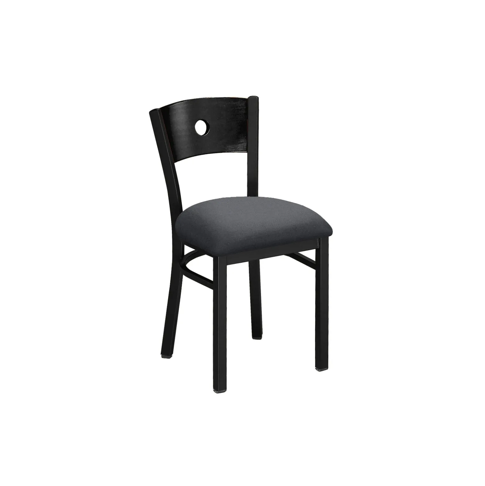 Circle-Back Chair with Wood Back and Black Frame