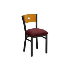 Circle-Back Chair with Wood Back and Black Frame