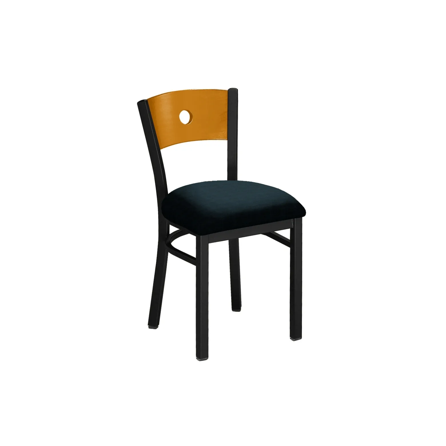 Circle-Back Chair with Wood Back and Black Frame