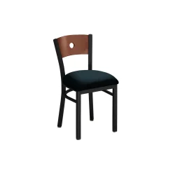 Circle-Back Chair with Wood Back and Black Frame