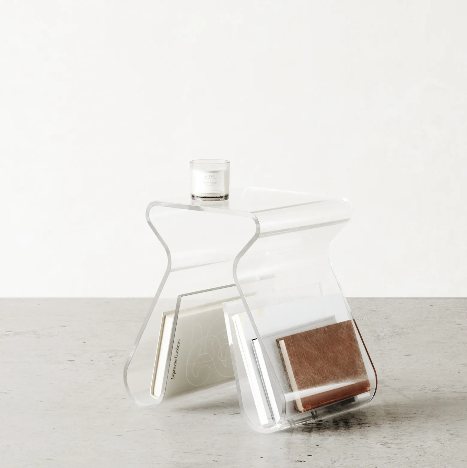 Clear Stool and Magazine Rack