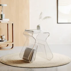 Clear Stool and Magazine Rack
