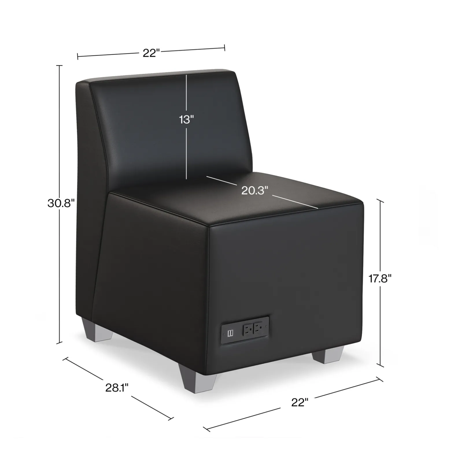 Compass Armless Lounge Chair with Power