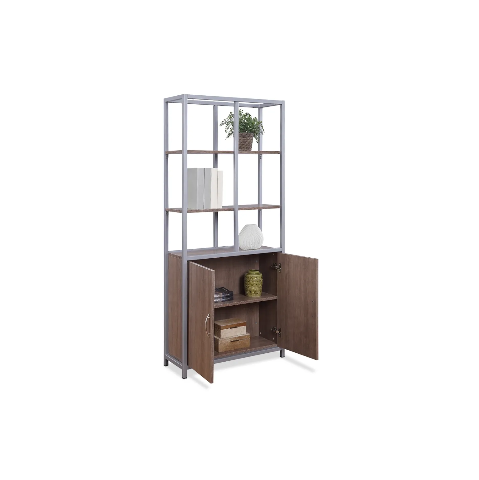 Compass 72"H Five-Shelf Bookcase with Doors