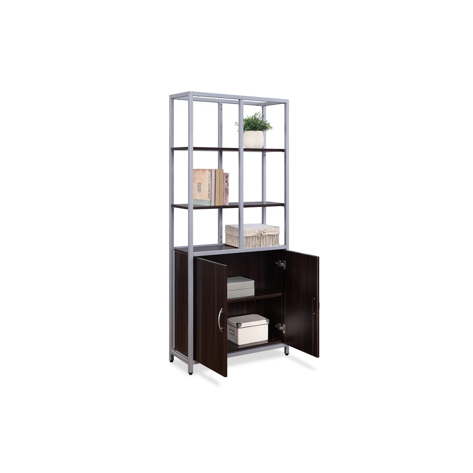 Compass 72"H Five-Shelf Bookcase with Doors