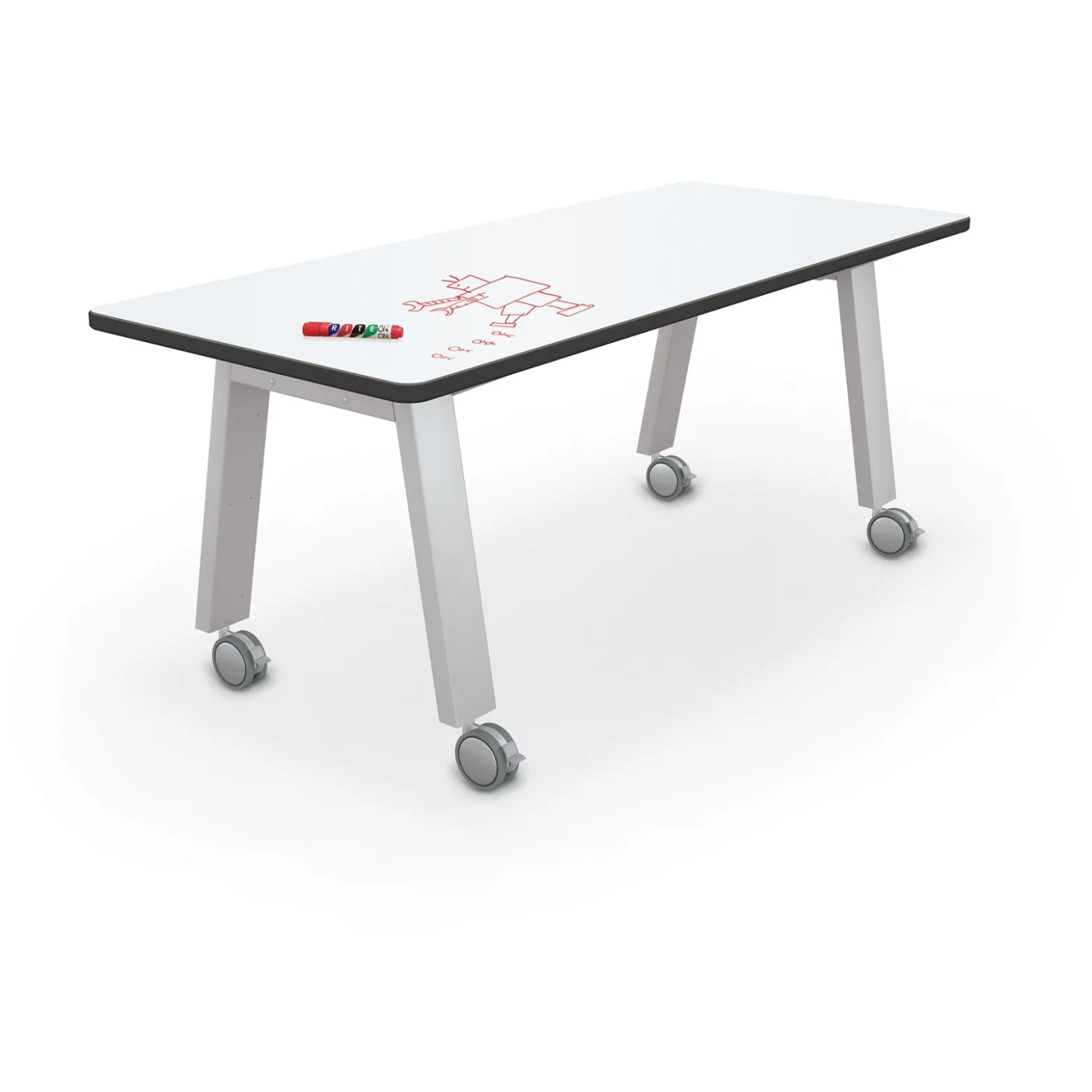 Compass Makerspace 29"H Whiteboard Table - 72"W x 30"D