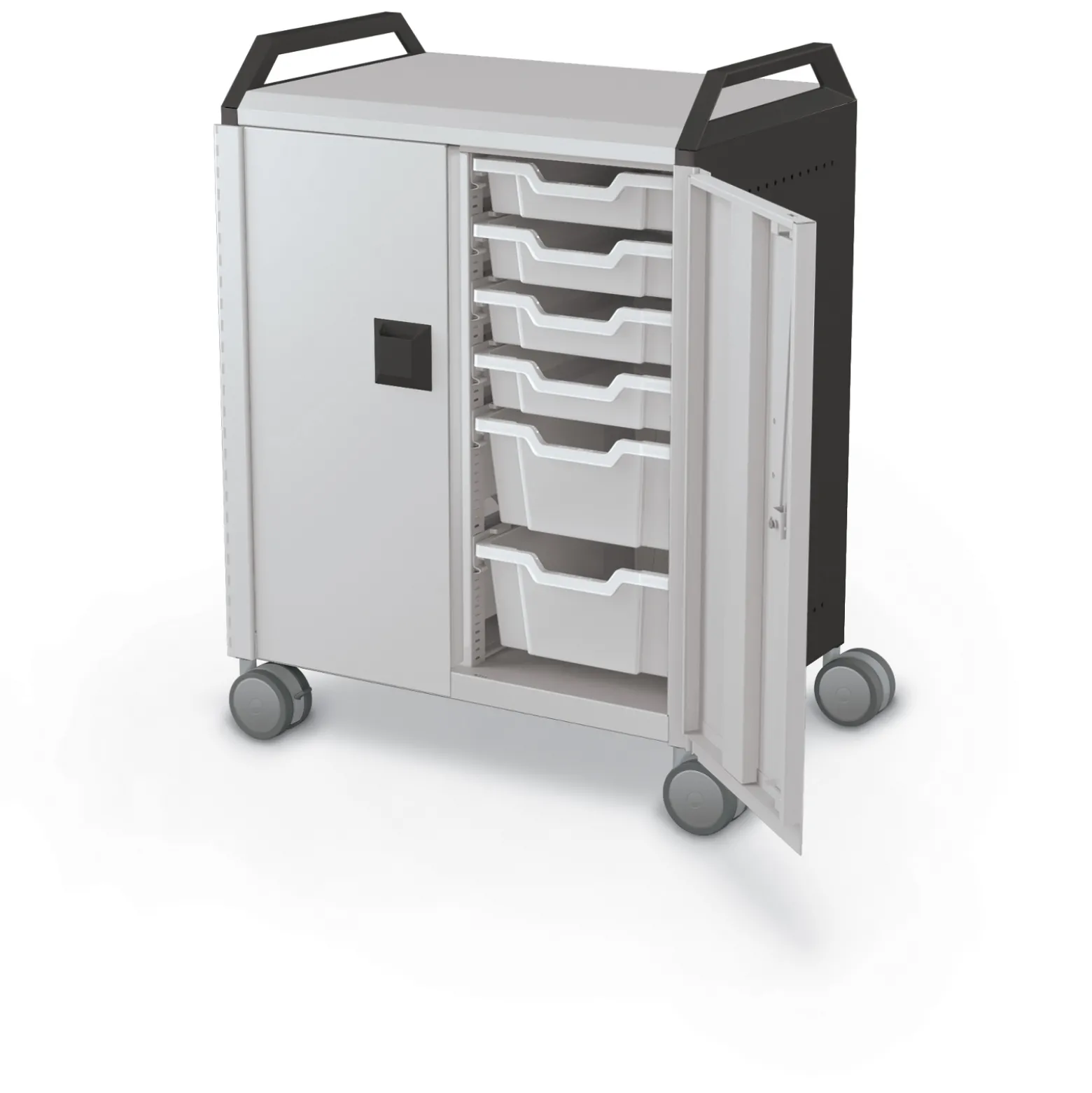 Compass Makerspace Mobile Cart with Storage Trays
