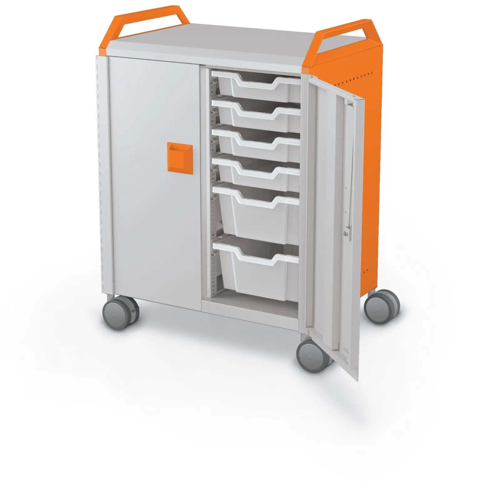 Compass Makerspace Mobile Cart with Storage Trays