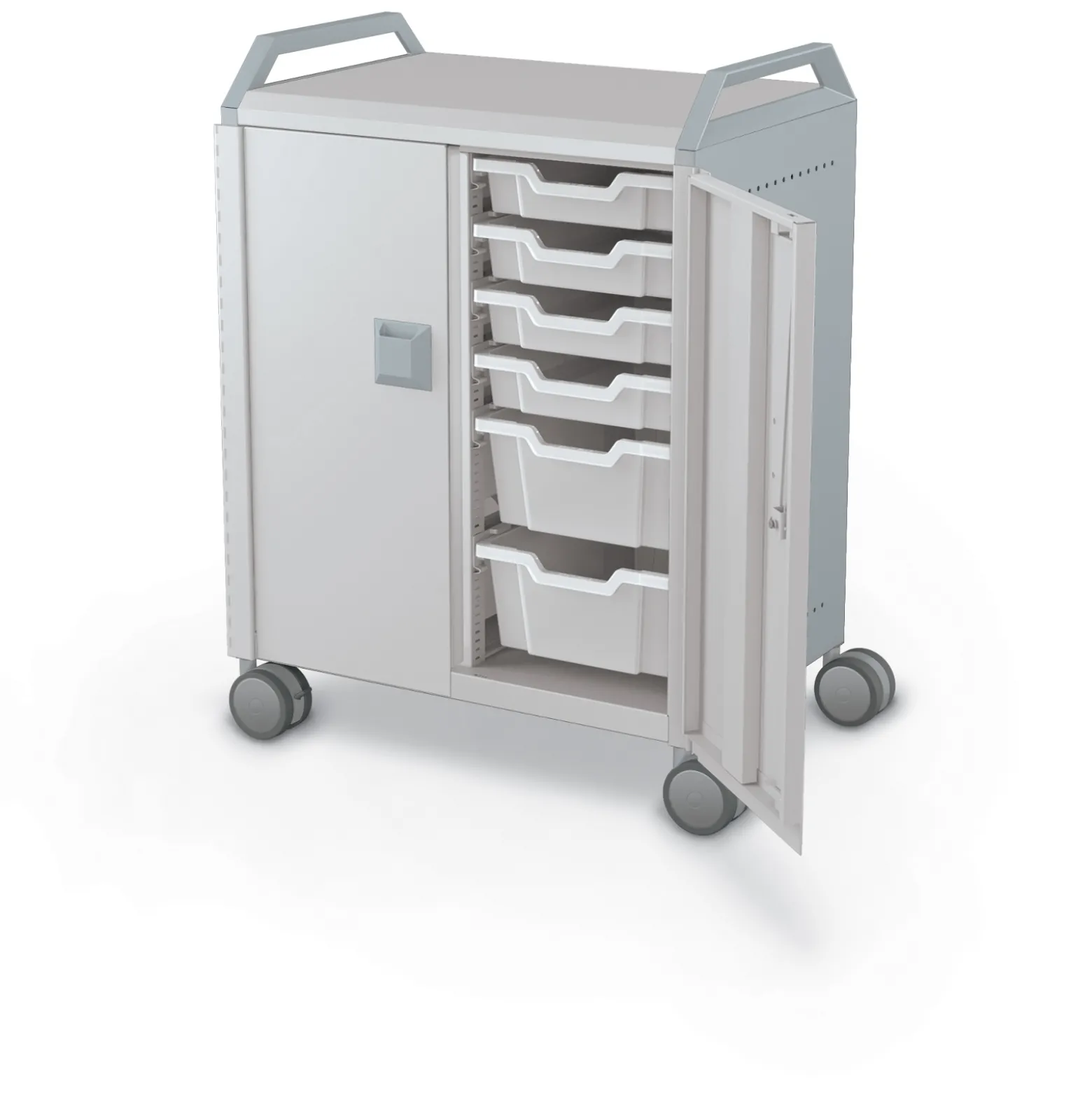 Compass Makerspace Mobile Cart with Storage Trays