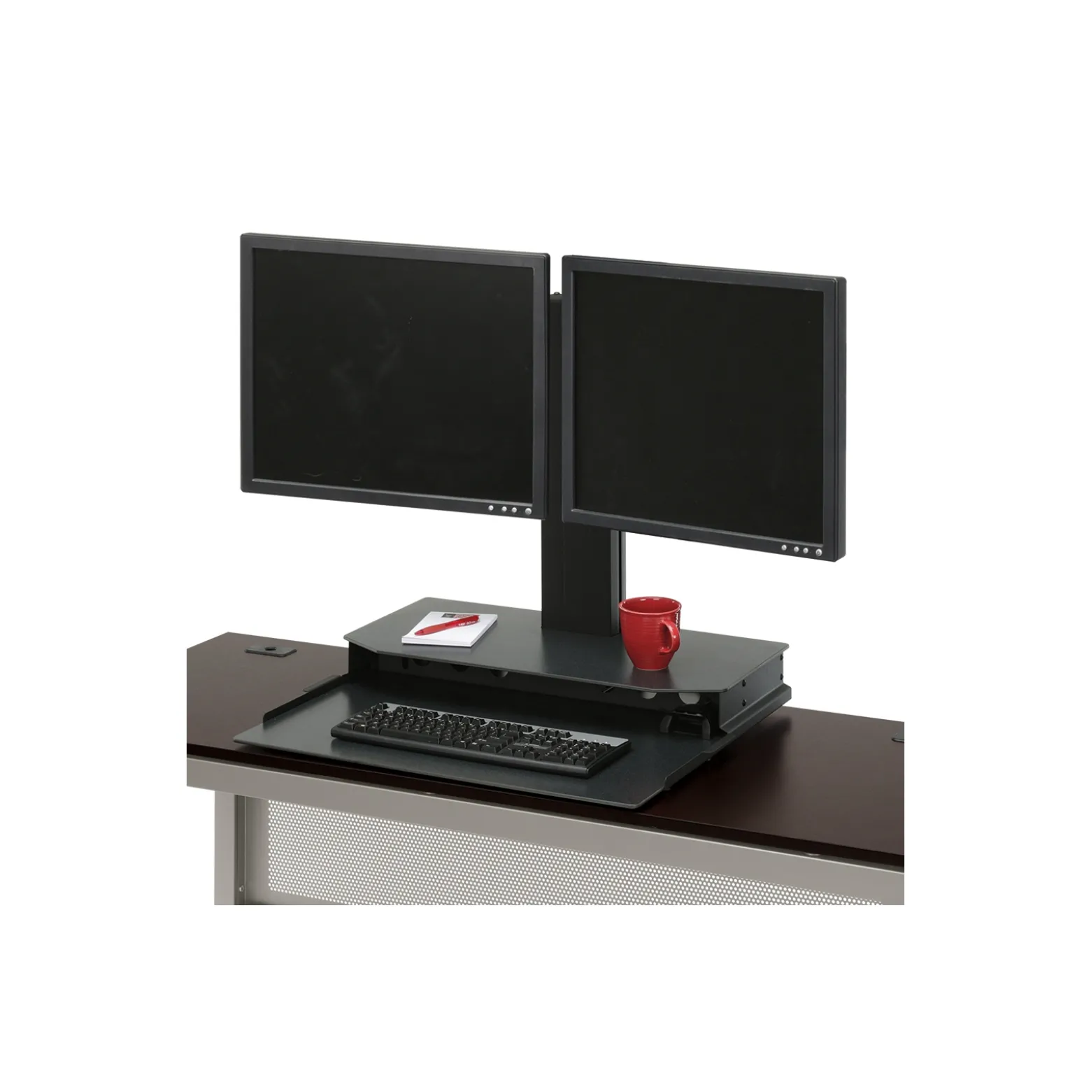 Computer Monitor Adjustable Height Desk Riser with Keyboard Tray