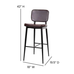 Concord Leather Mid-Back Bar Stools - 2 Pack