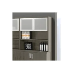 Contemporary Bookcase Hutch with Silver Doors - 36" W