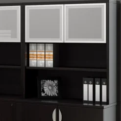 Contemporary Bookcase Hutch with Silver Doors - 36" W