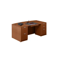 Contemporary Bow Front Double Pedestal Desk - 71" x 42"