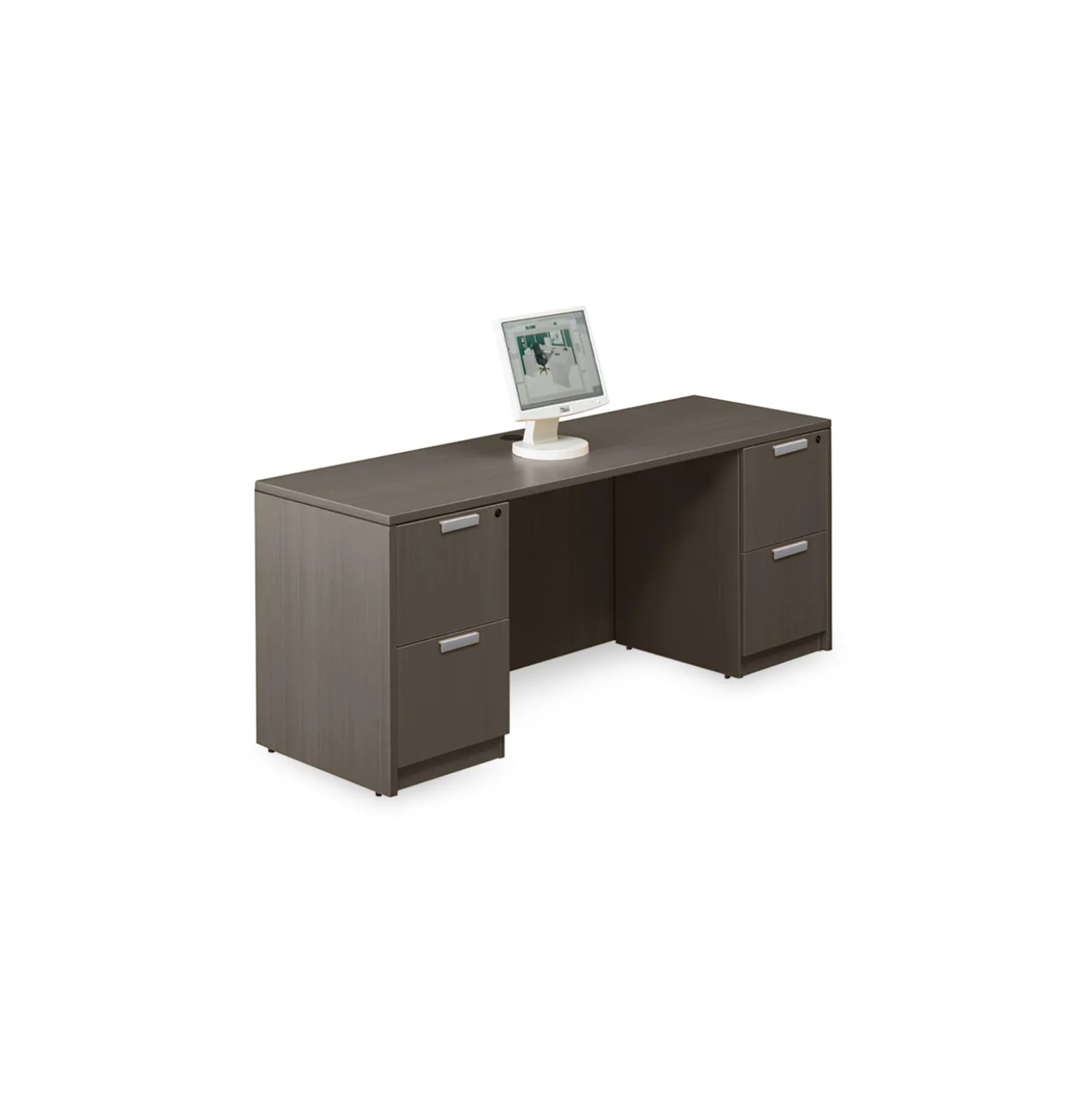 Contemporary Double Pedestal Credenza Desk- 71" x 24"