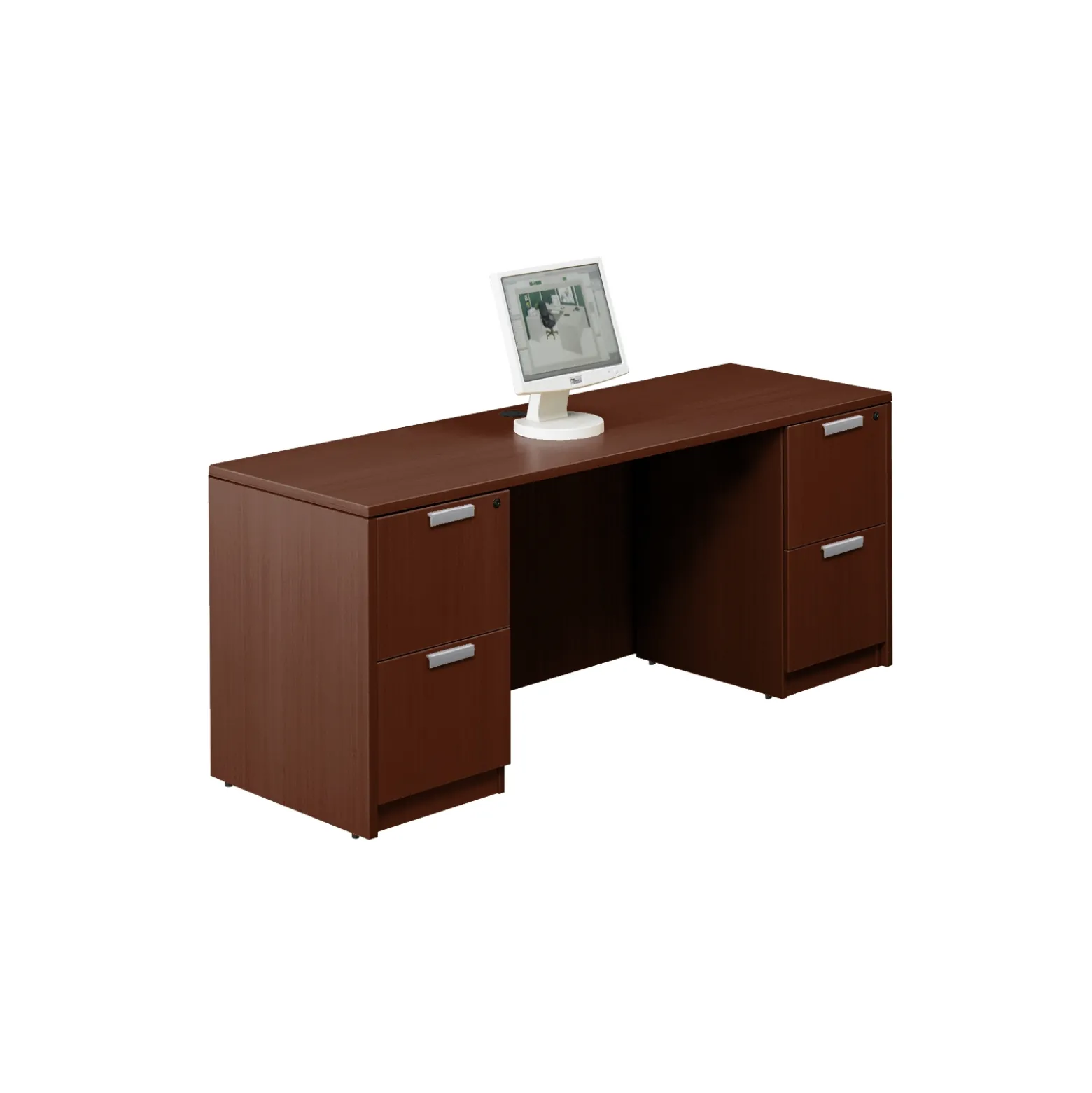 Contemporary Double Pedestal Credenza Desk- 71" x 24"