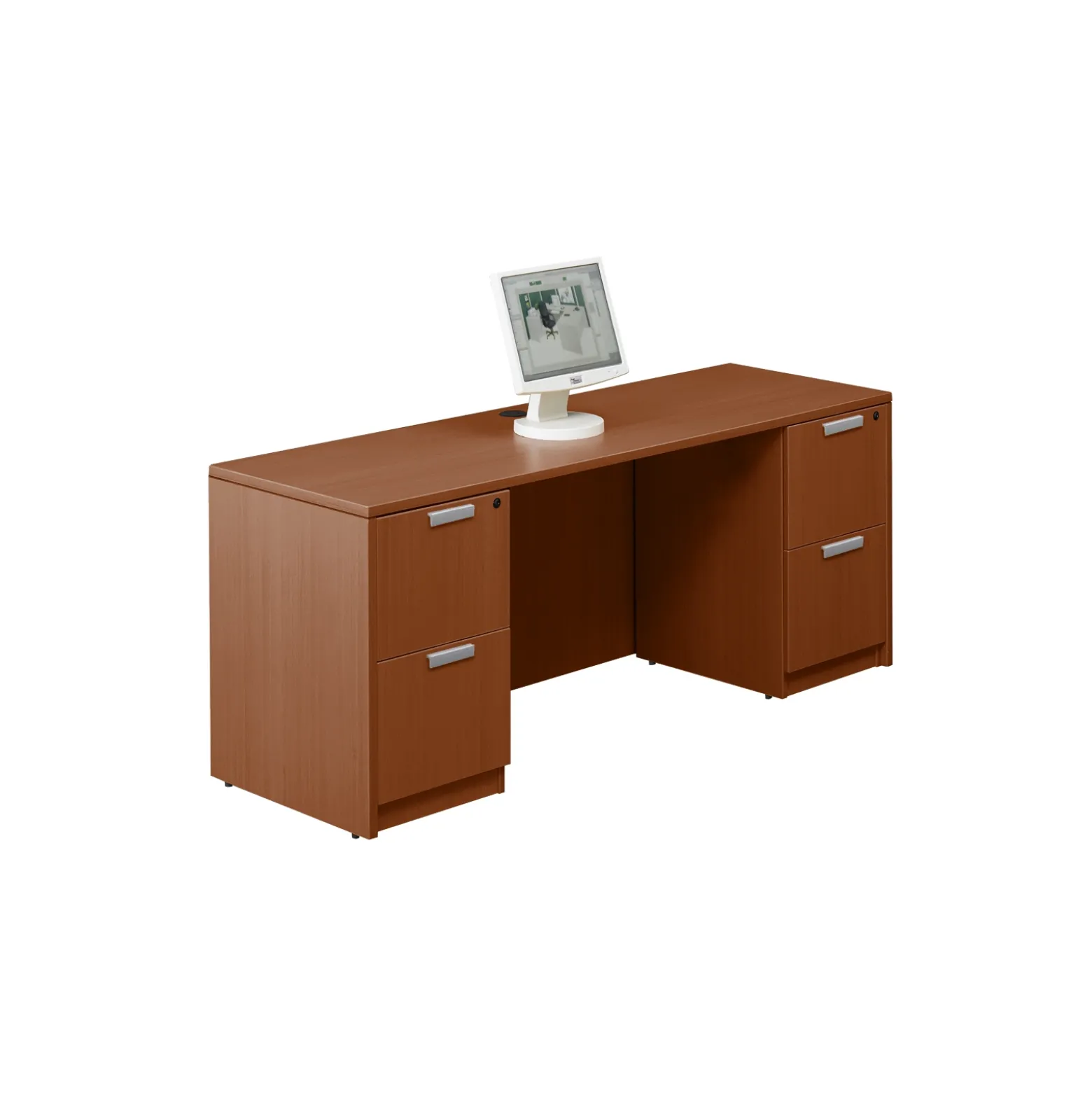Contemporary Double Pedestal Credenza Desk- 71" x 24"