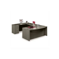 Contemporary Laminate Bow Front U-Shaped Desk