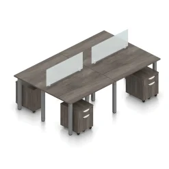Contemporary 4-Person Workstation - 96"W x 60"D