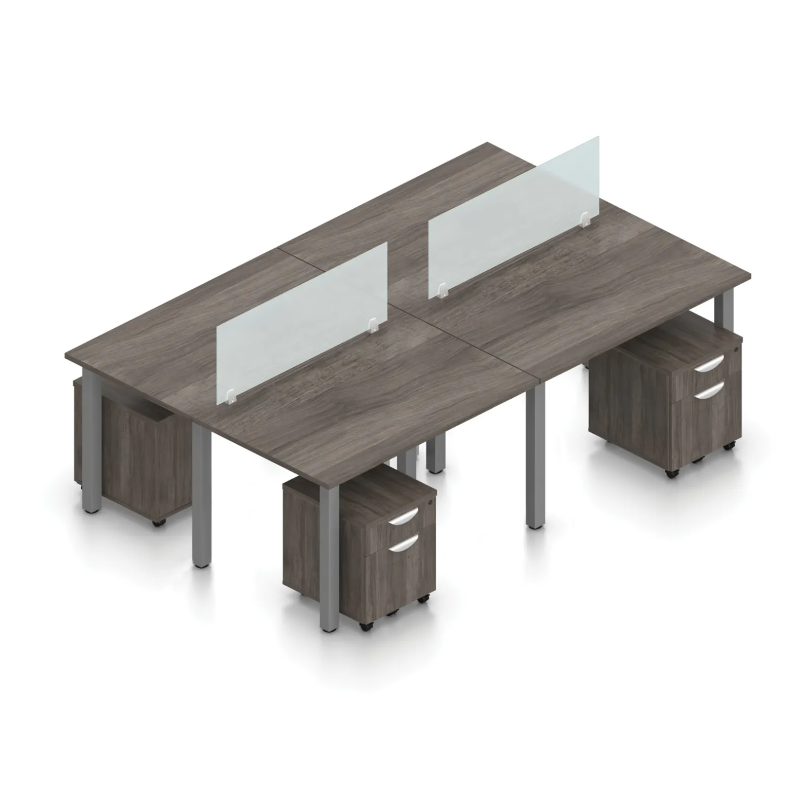 Contemporary 4-Person Workstation - 96"W x 60"D