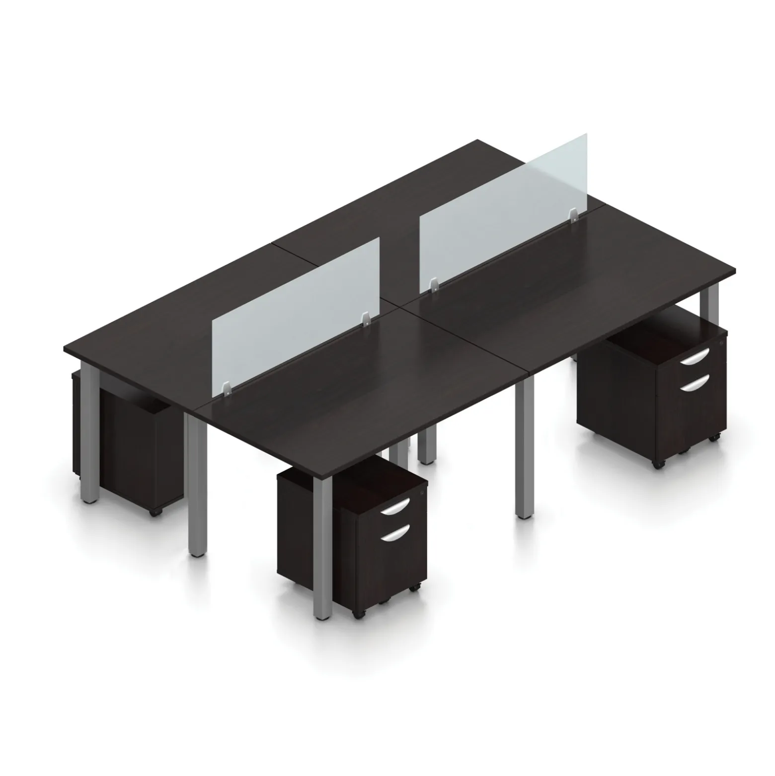 Contemporary 4-Person Workstation - 96"W x 60"D