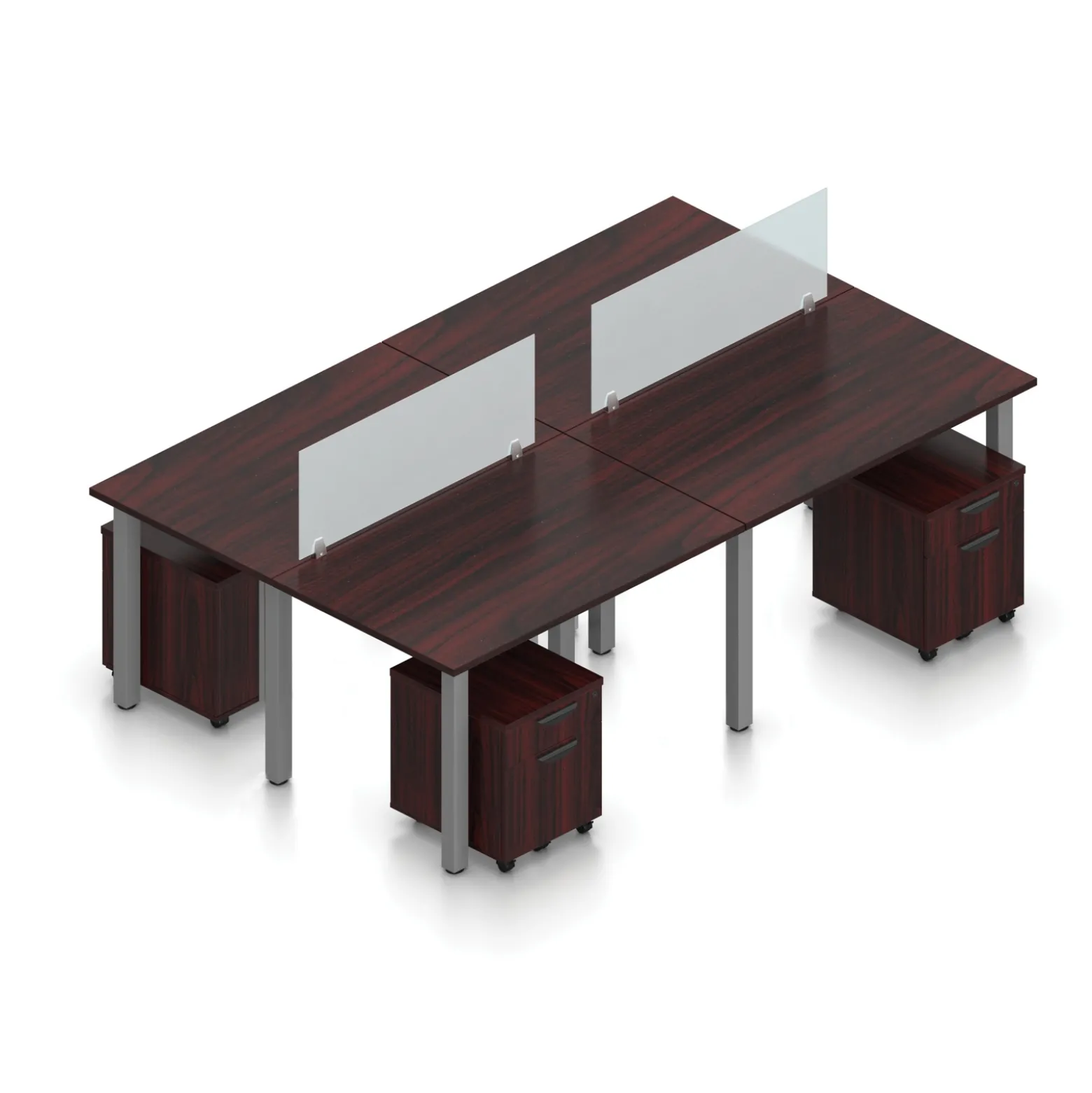 Contemporary 4-Person Workstation - 96"W x 60"D