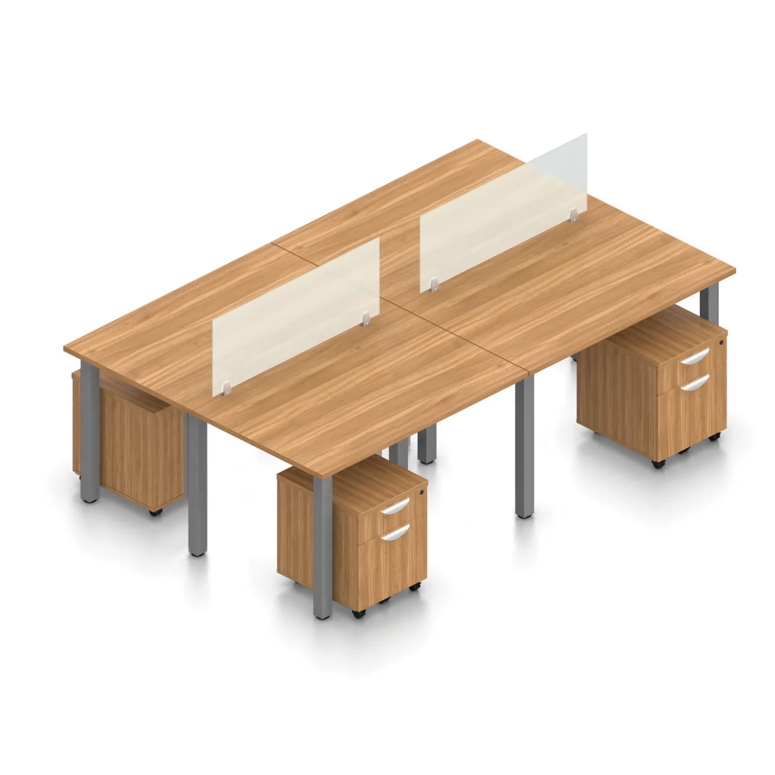 Contemporary 4-Person Workstation - 96"W x 60"D