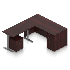 Contemporary Reversible L-Shaped Desk w/ Height Adjustable Return and Ped - 66"Wx78"D