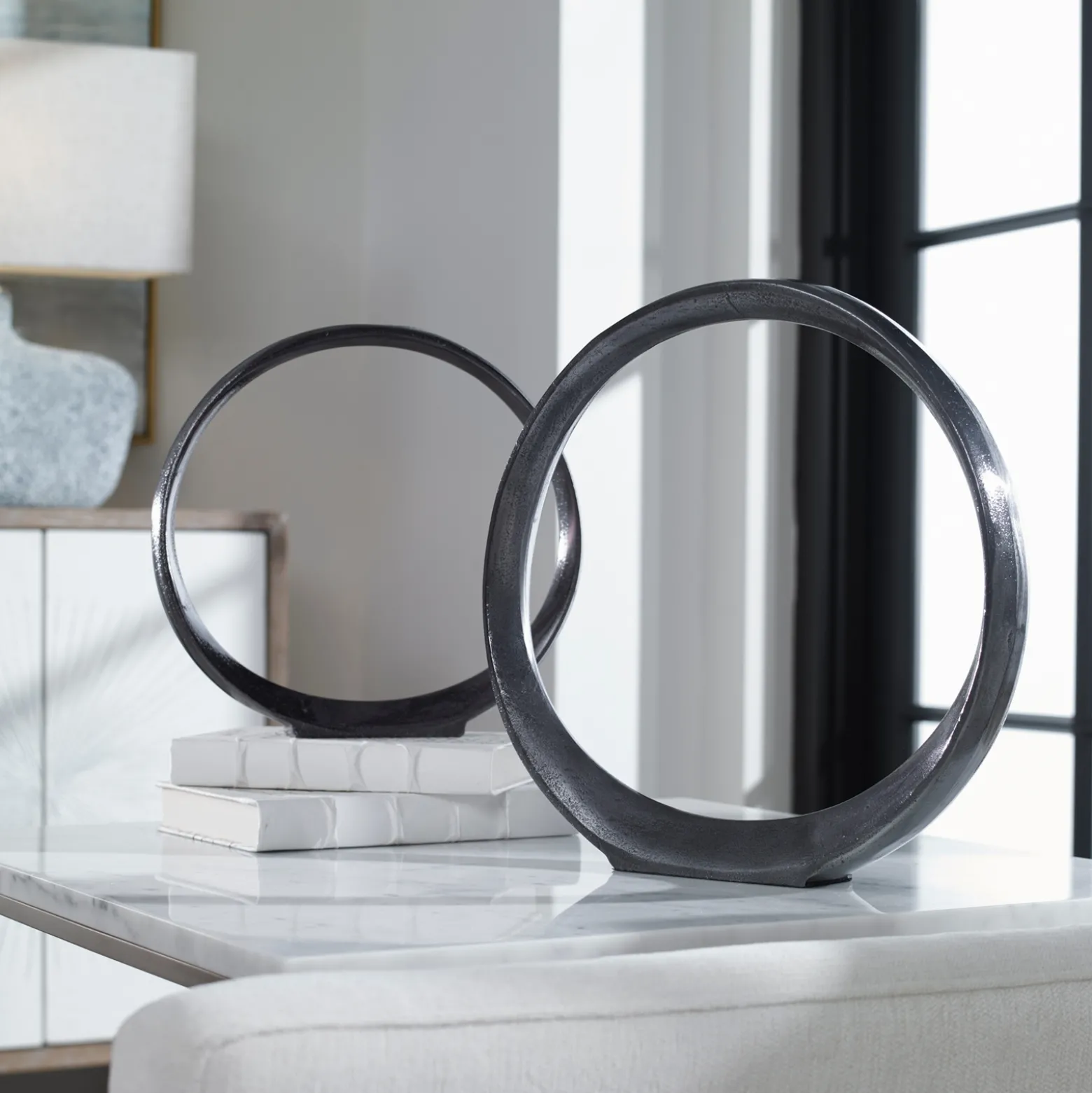 Contemporary Ring Sculptures, Set of Two