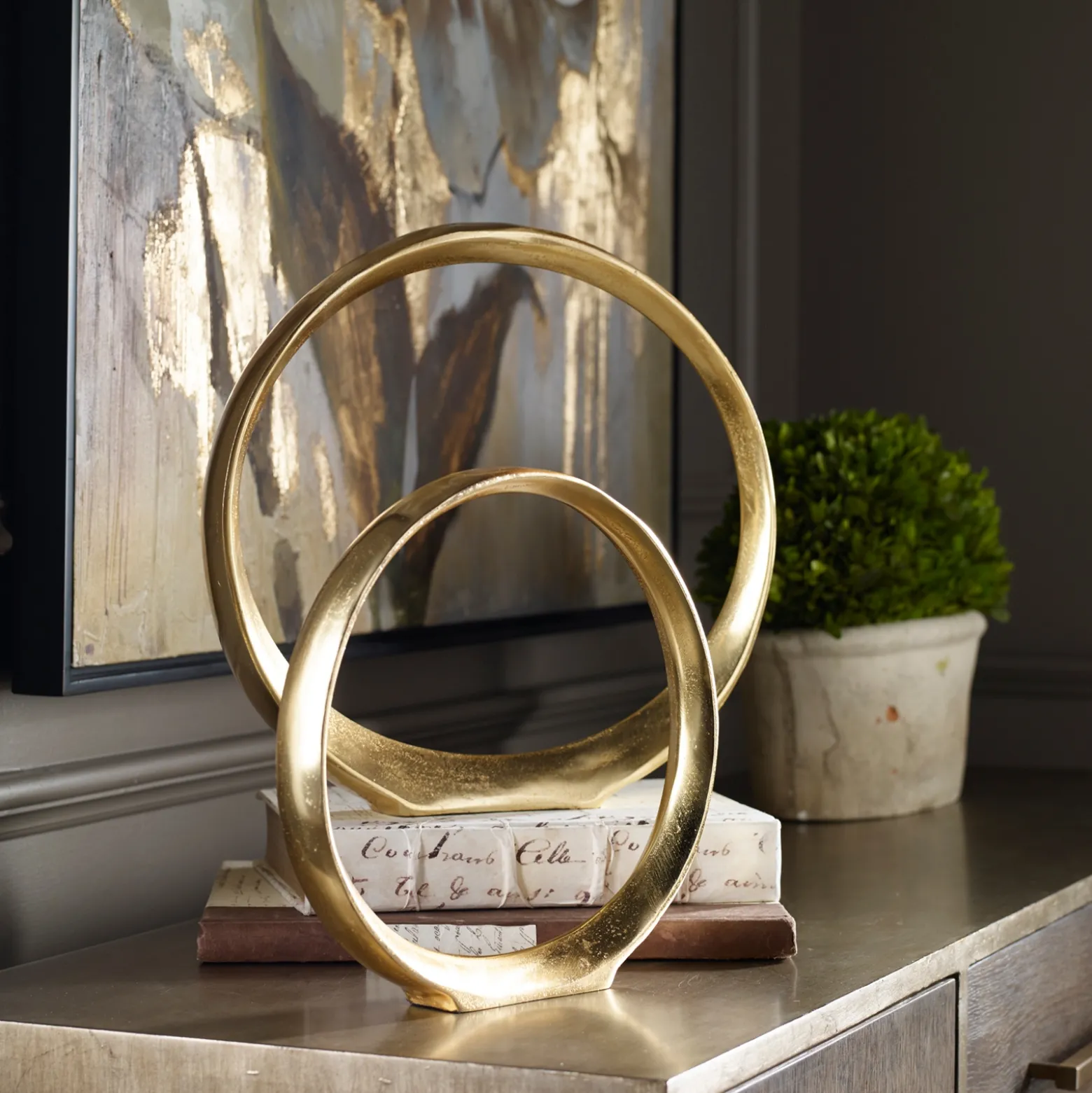 Contemporary Ring Sculptures, Set of Two