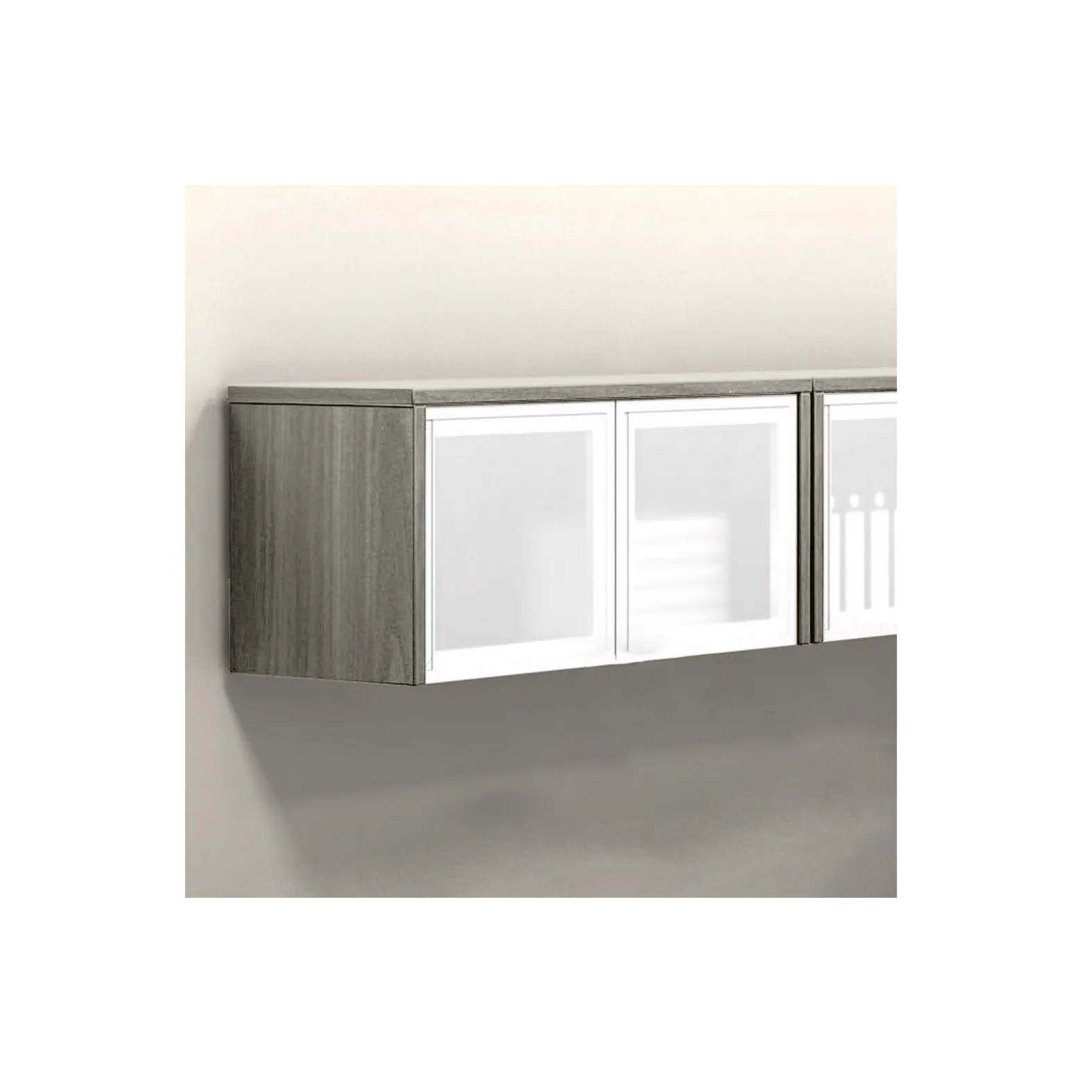 Contemporary Wall-Mounted Cabinet with Silver Doors - 36"W