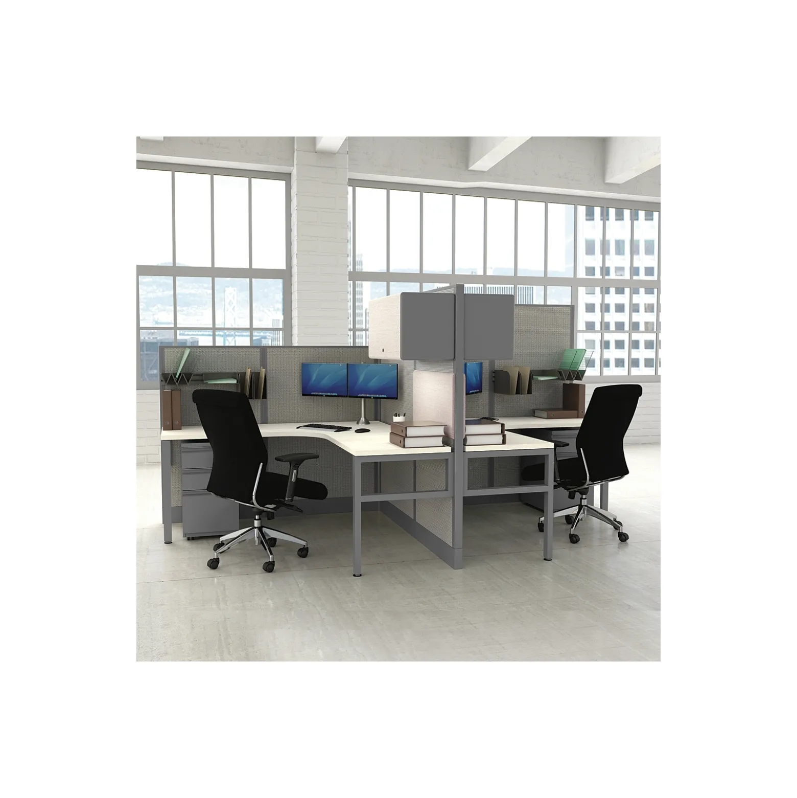 Corben 2-Person L-Shaped Workstation Set - 138"W x 67"H