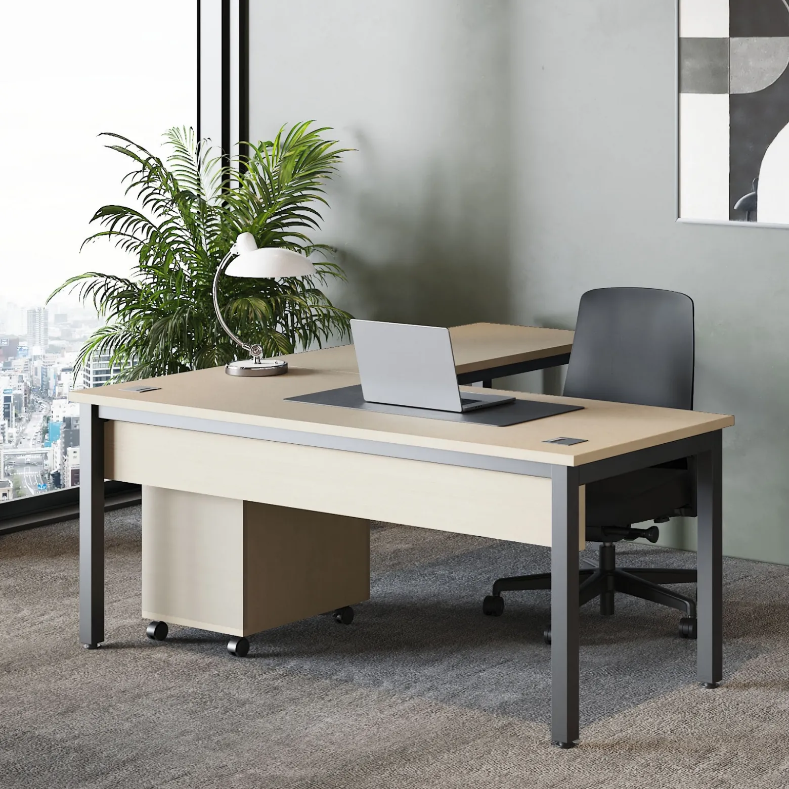 Cortez 66” Executive L-Desk w/ Reversible Return - 66"Wx77"D
