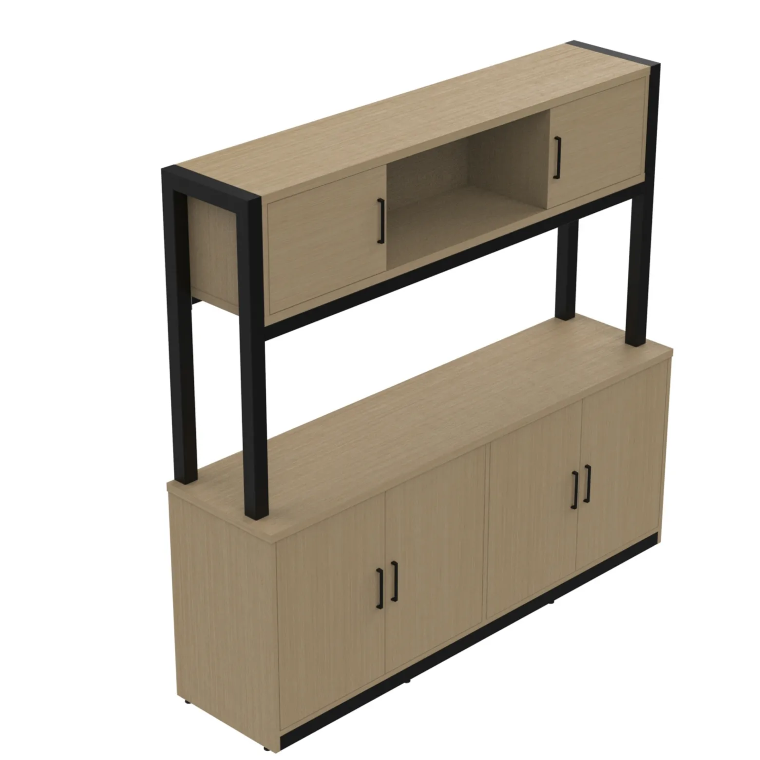 Cortez 72” Storage Credenza w/ Hutch - 72"Wx18"D