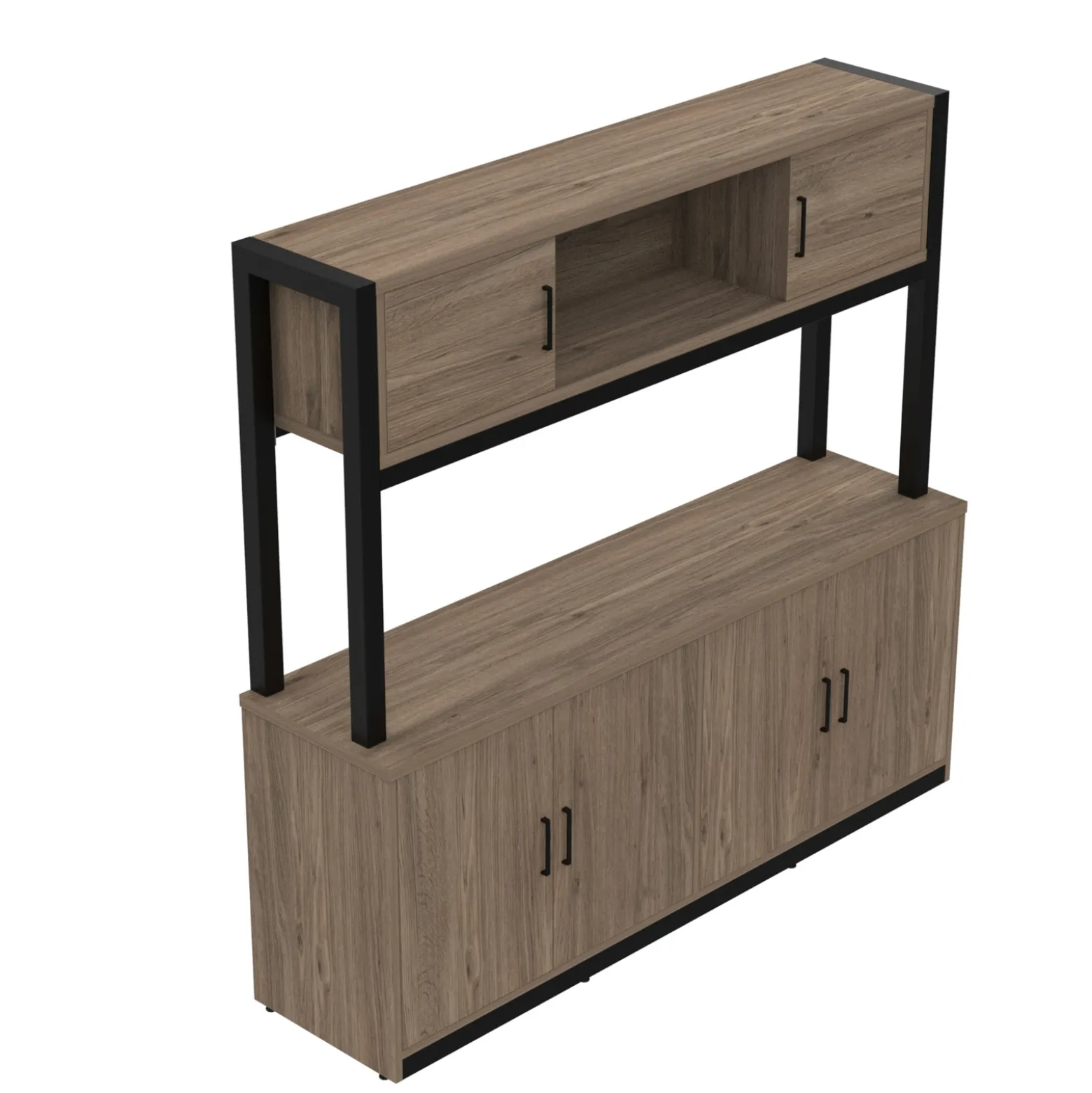 Cortez 72” Storage Credenza w/ Hutch - 72"Wx18"D