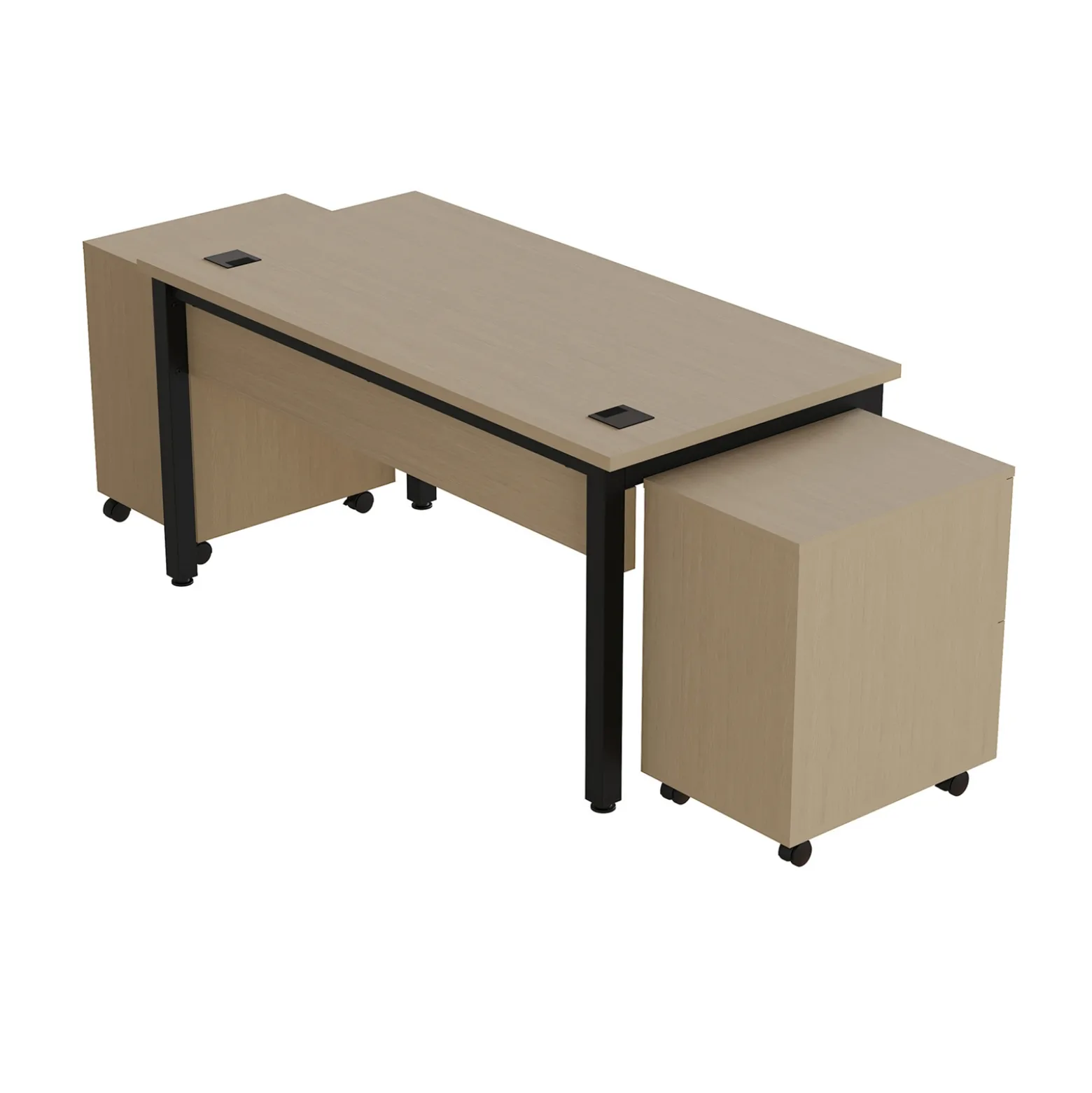 Cortez 60” Table Desk and Mobile Pedestals Set
