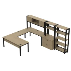 Cortez 72” U-Desk and Hutch Storage Set
