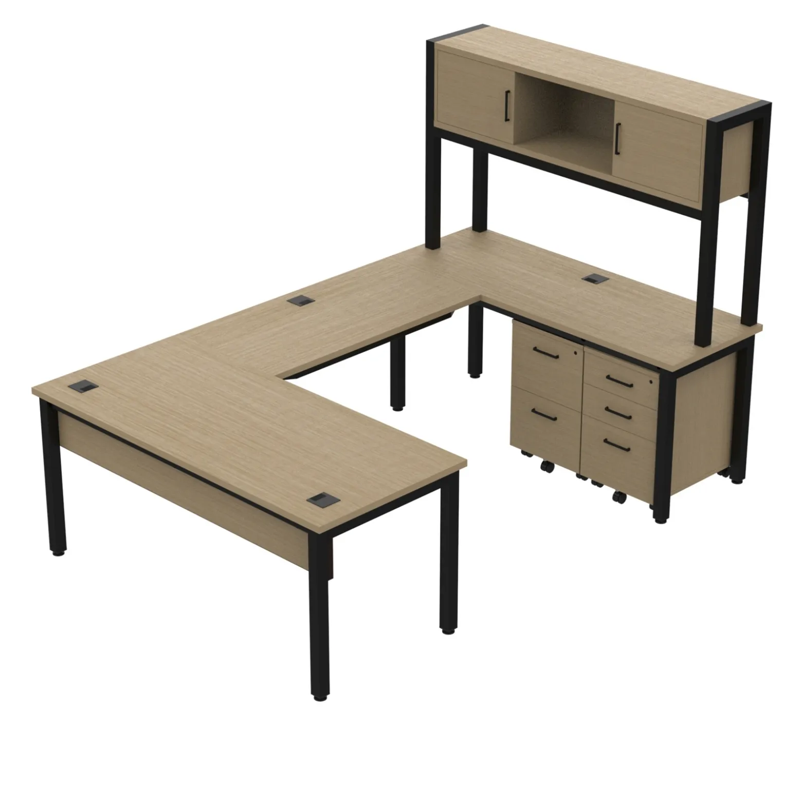 Cortez 66” U-Desk and Storage Set