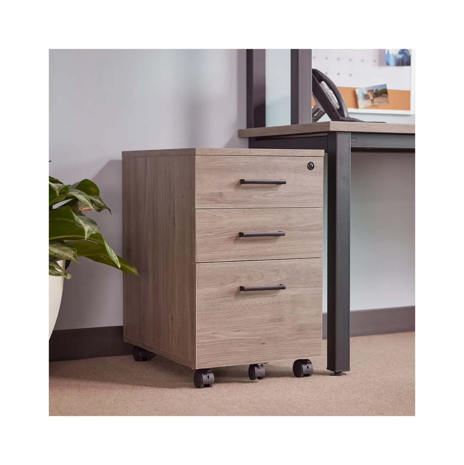 Cortez Three Drawer Mobile File Pedestal - 16.1"W