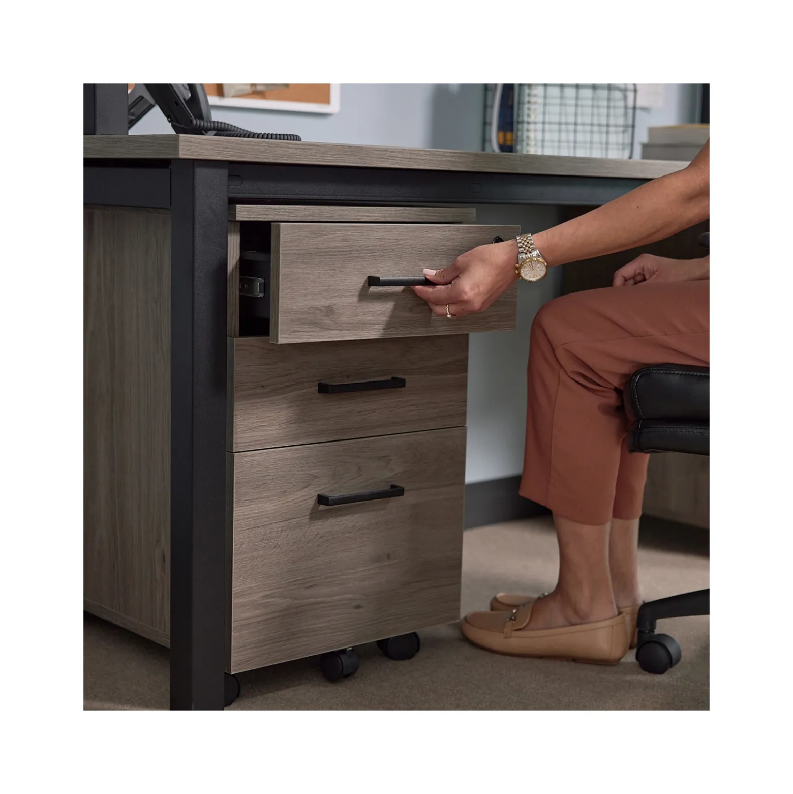 Cortez Three Drawer Mobile File Pedestal - 16.1"W