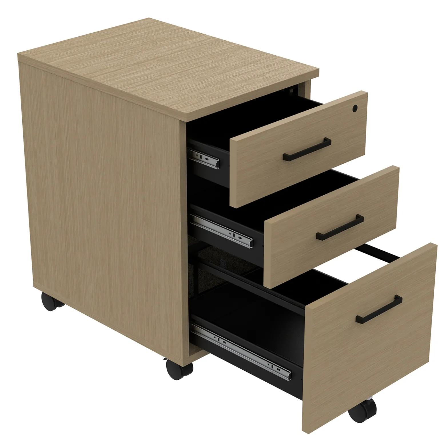 Cortez Three Drawer Mobile File Pedestal - 16.1"W