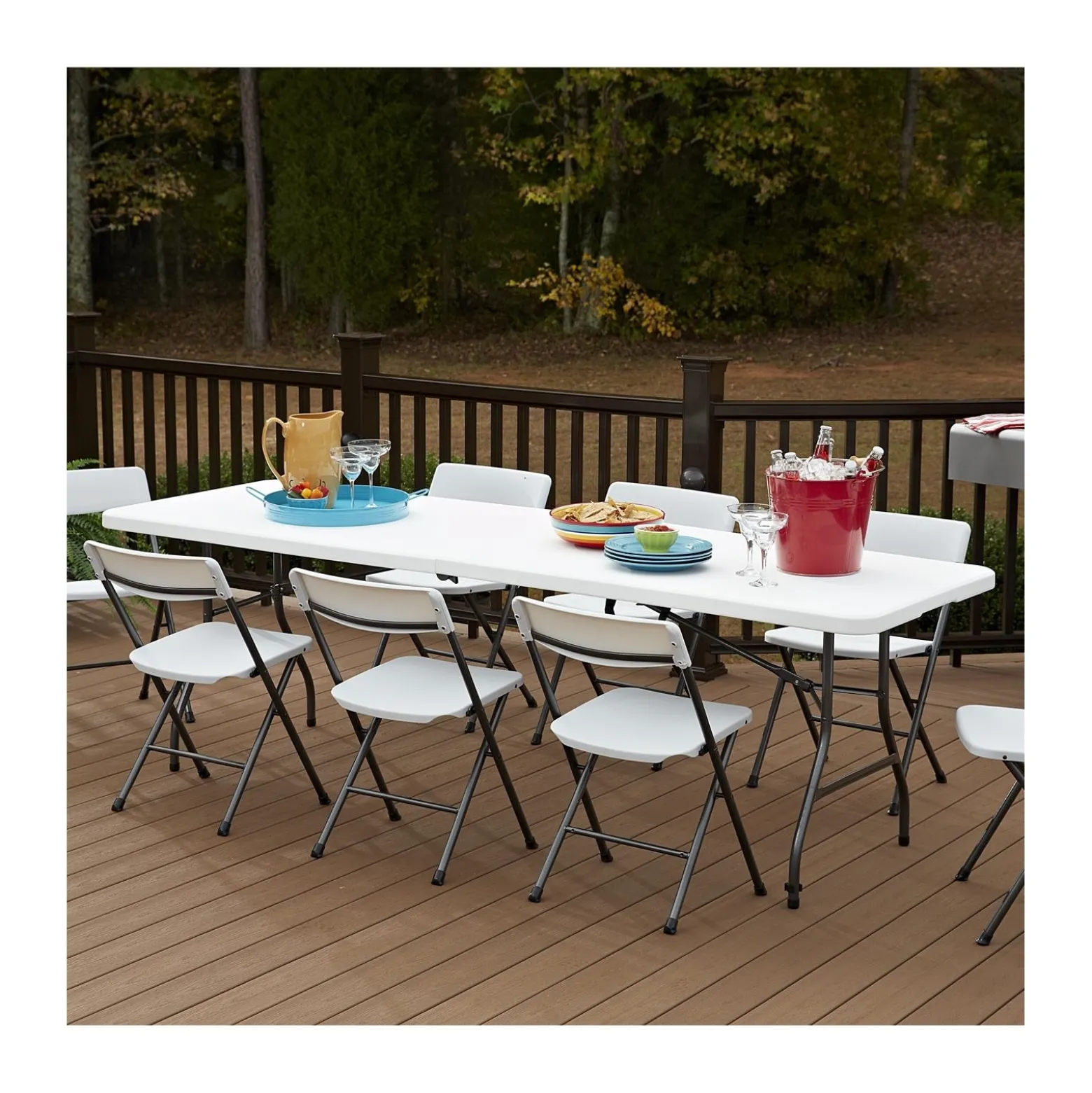 COSCO 8' Fold-In-Half Blow Molded Banquet Table