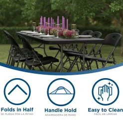 COSCO 8' Fold-In-Half Blow Molded Banquet Table