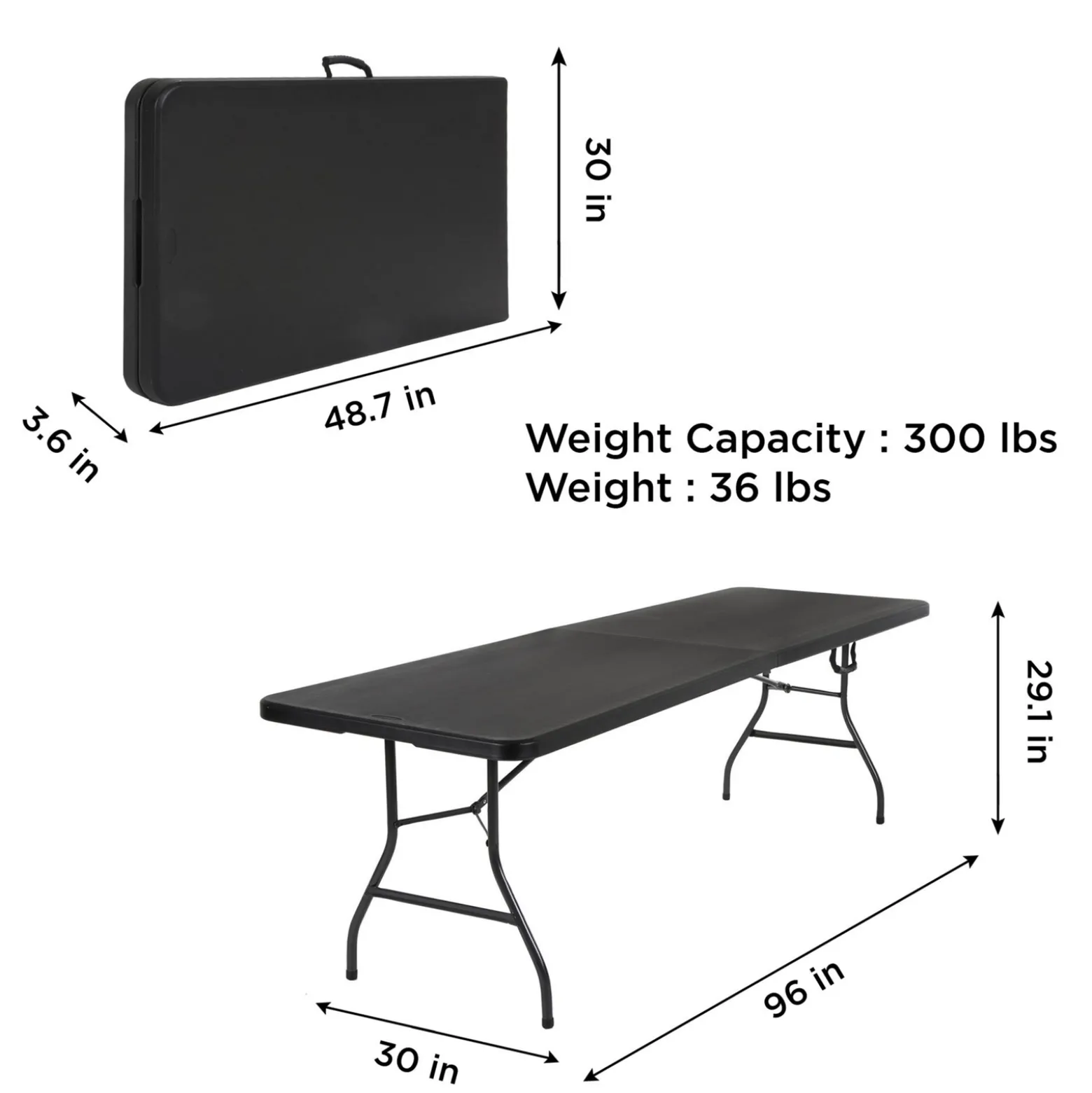 COSCO 8' Fold-In-Half Blow Molded Banquet Table