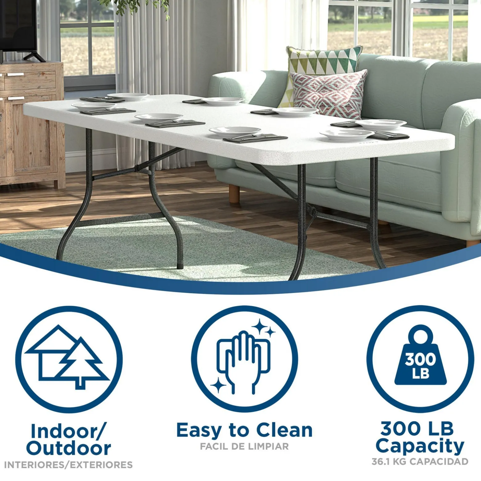 COSCO 6' Rectangular Blow Molded Table