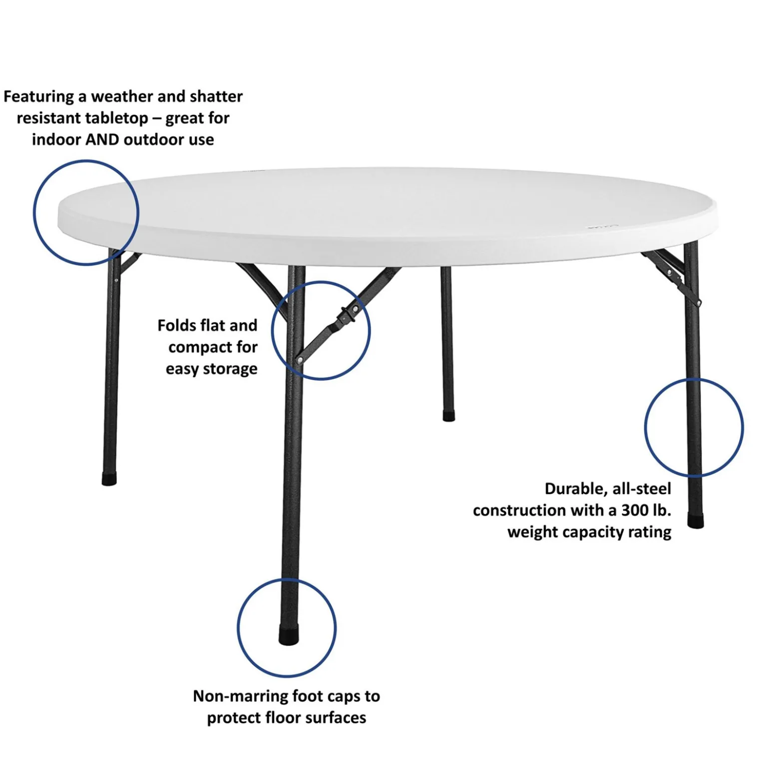COSCO 60" Round Blow Mold Table
