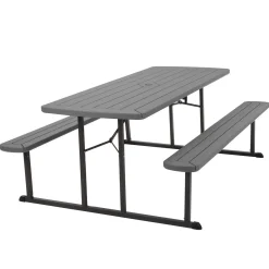 COSCO 6' Wood Grain Blow Mold Folding Picnic Table